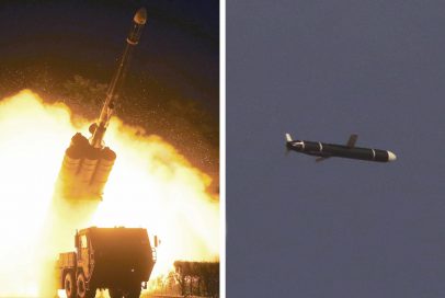 The Academy of National Defense Science conducts long-range cruise missile tests in North Korea, as pictured in this combination of undated photos supplied by North Korea's Korean Central News Agency (KCNA) on September 13, 2021.   KCNA via REUTERS    ATTENTION EDITORS - THIS IMAGE WAS PROVIDED BY A THIRD PARTY. REUTERS IS UNABLE TO INDEPENDENTLY VERIFY THIS IMAGE. NO THIRD PARTY SALES. SOUTH KOREA OUT. NO COMMERCIAL OR EDITORIAL SALES IN SOUTH KOREA.